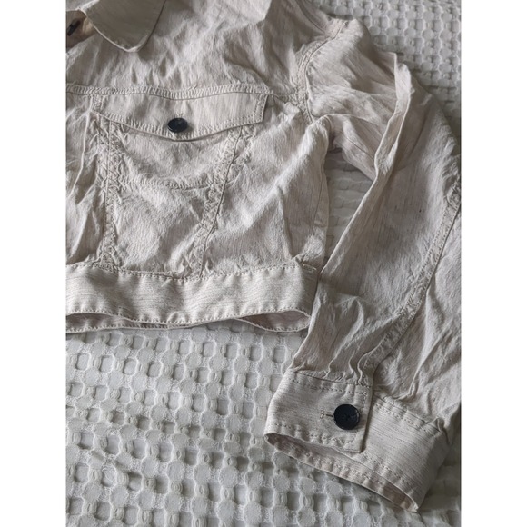 MM Lafleur Anna 2.0 Slubbed Stretch Linen Jacket Button Sz XL Cream Lightweight - Picture 3 of 13